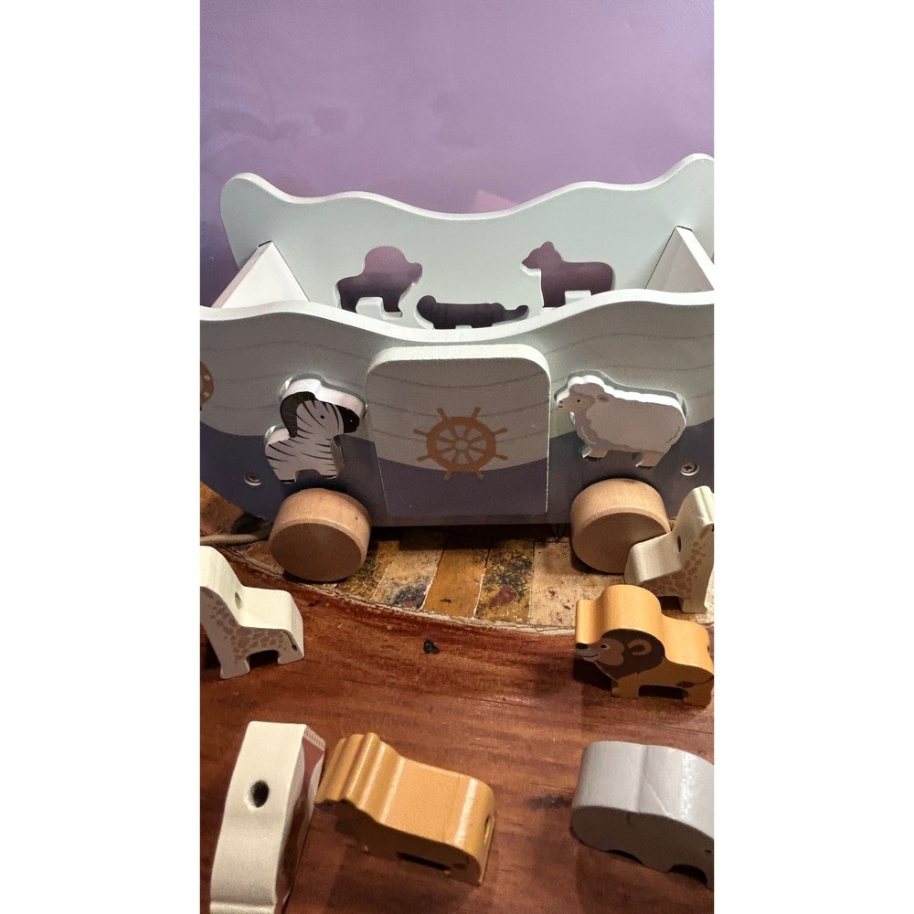 Joyreal Noahs Ark Wooden Pull Toy Shape Sorter‎ Animal Figures Toddler Play Set - Picture 13 of 14
